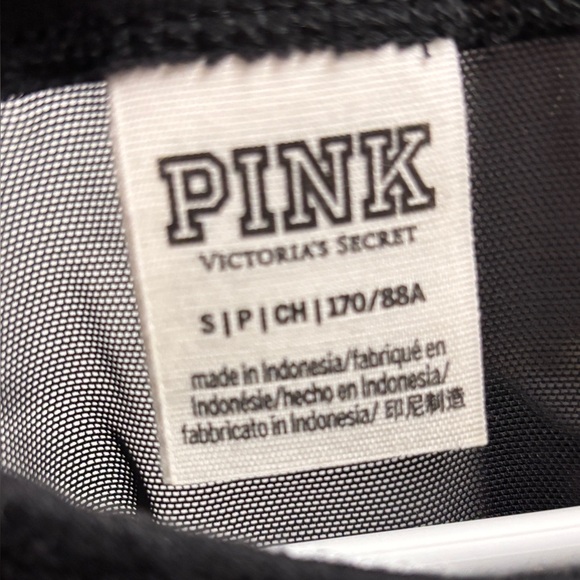 PINK Victoria’s Secret Black Sheer Mesh Short Sleeve Crop Top - Picture 2 of 4